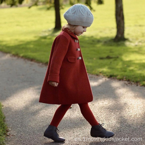 Lindo abrigo de lana con cuello redondo para niñas